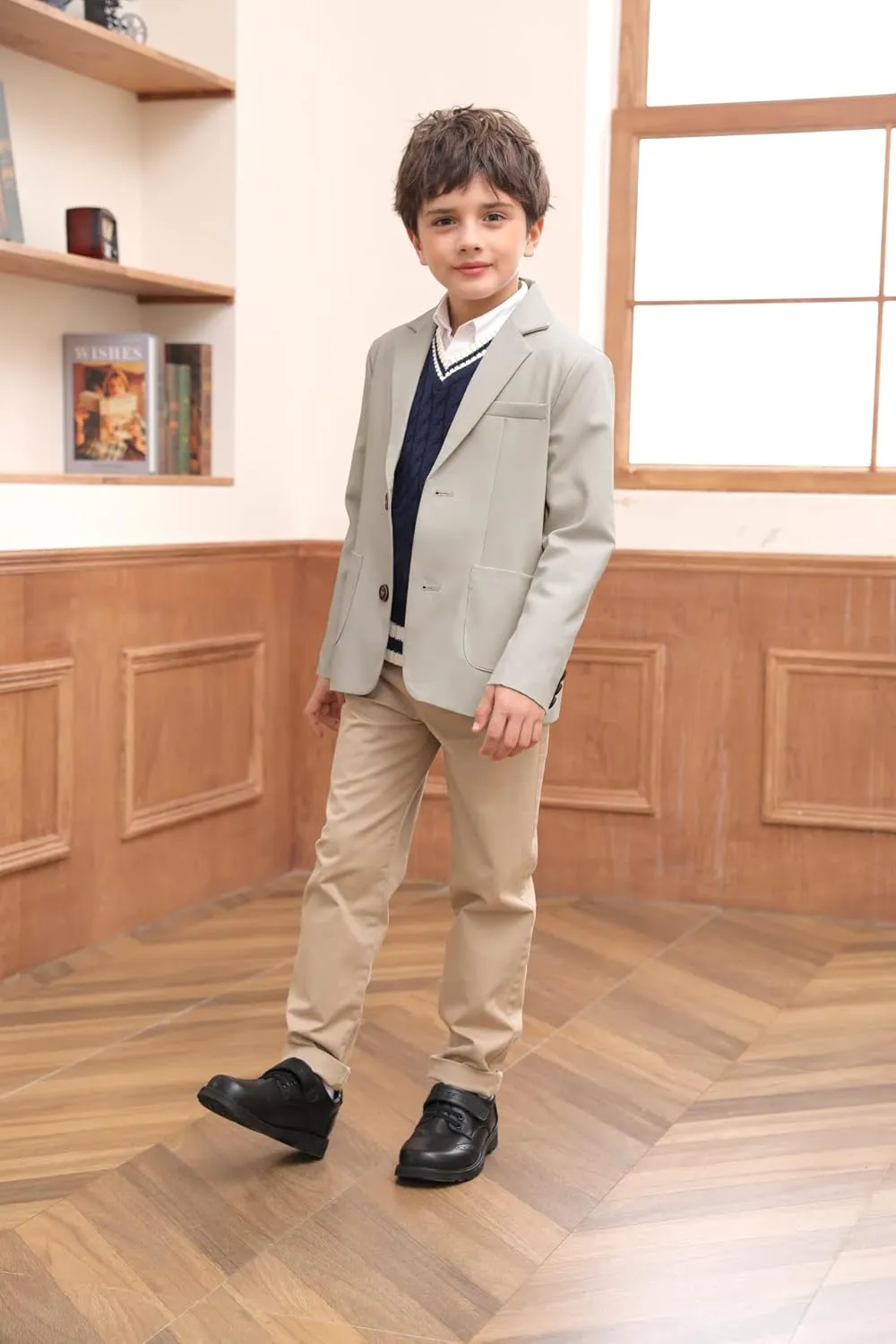 Toddler Boys' Blazer Jackets Lightweight Stylish Two Buttons Solid School Suit Casual Sport Coat