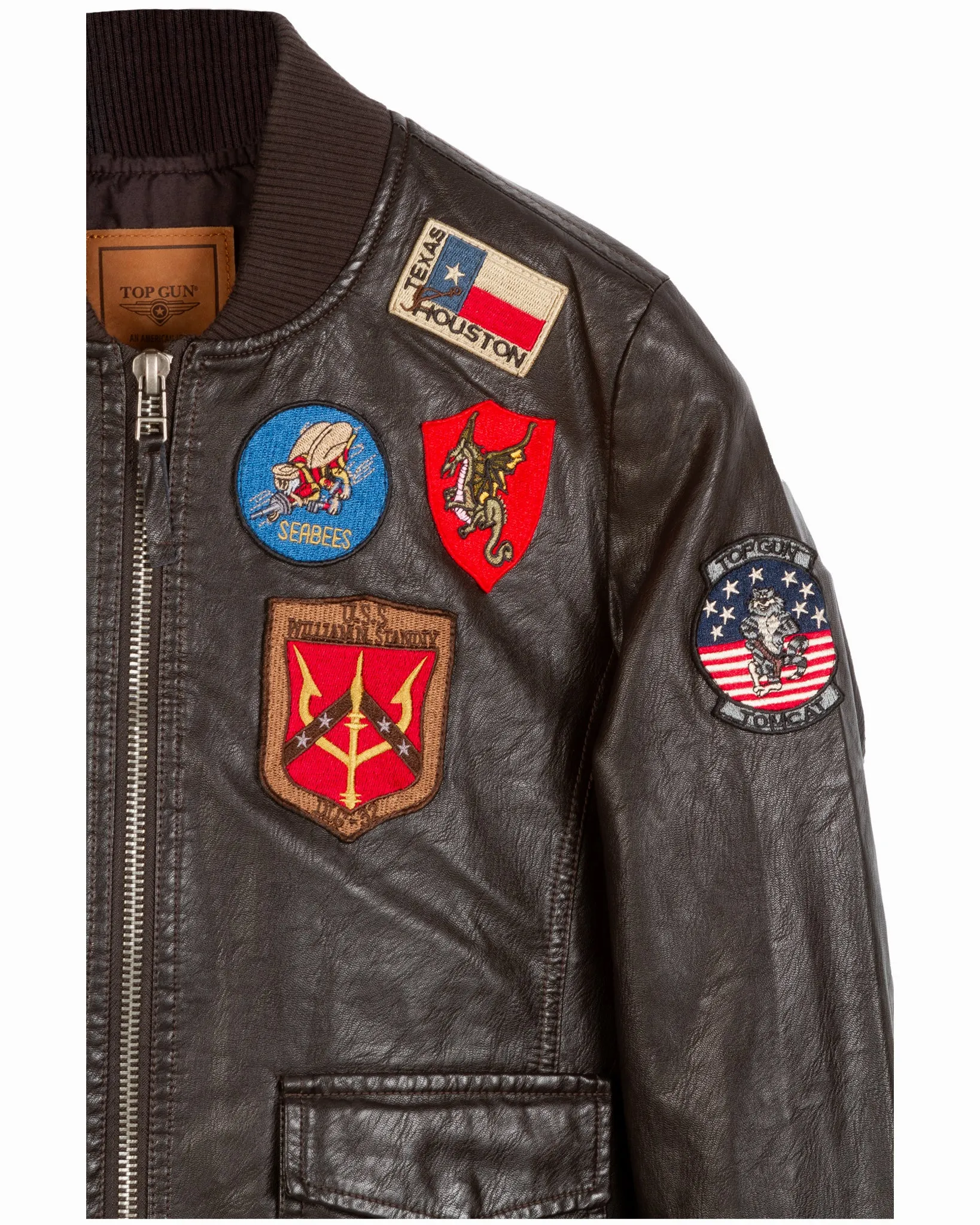 TOP GUN® WOMEN'S VEGAN LEATHER BOMBER JACKET