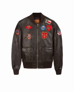 TOP GUN® WOMEN'S VEGAN LEATHER BOMBER JACKET