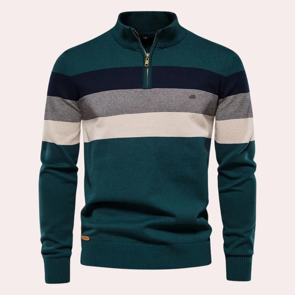 Trendy stribet herresweater