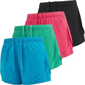 Ultra Performance Women's Running Shorts 4-Pack Athletic Workout Gym Shorts for Women, with Brief Liner