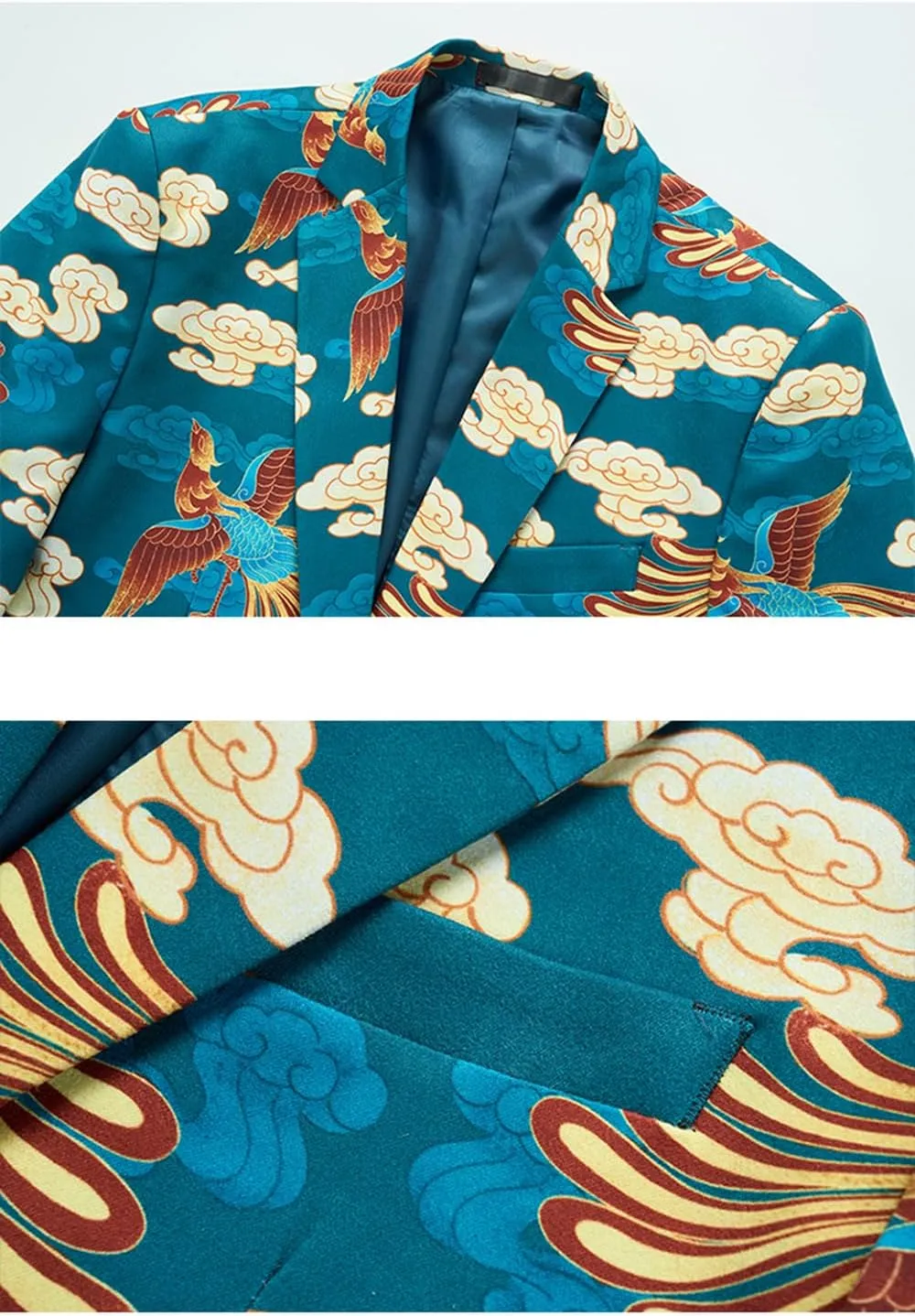 UNINUKOO Mens Blazer Printed Suit Jacket 1 Button Slim Fit Floral Dinner Sport Coat Blazers