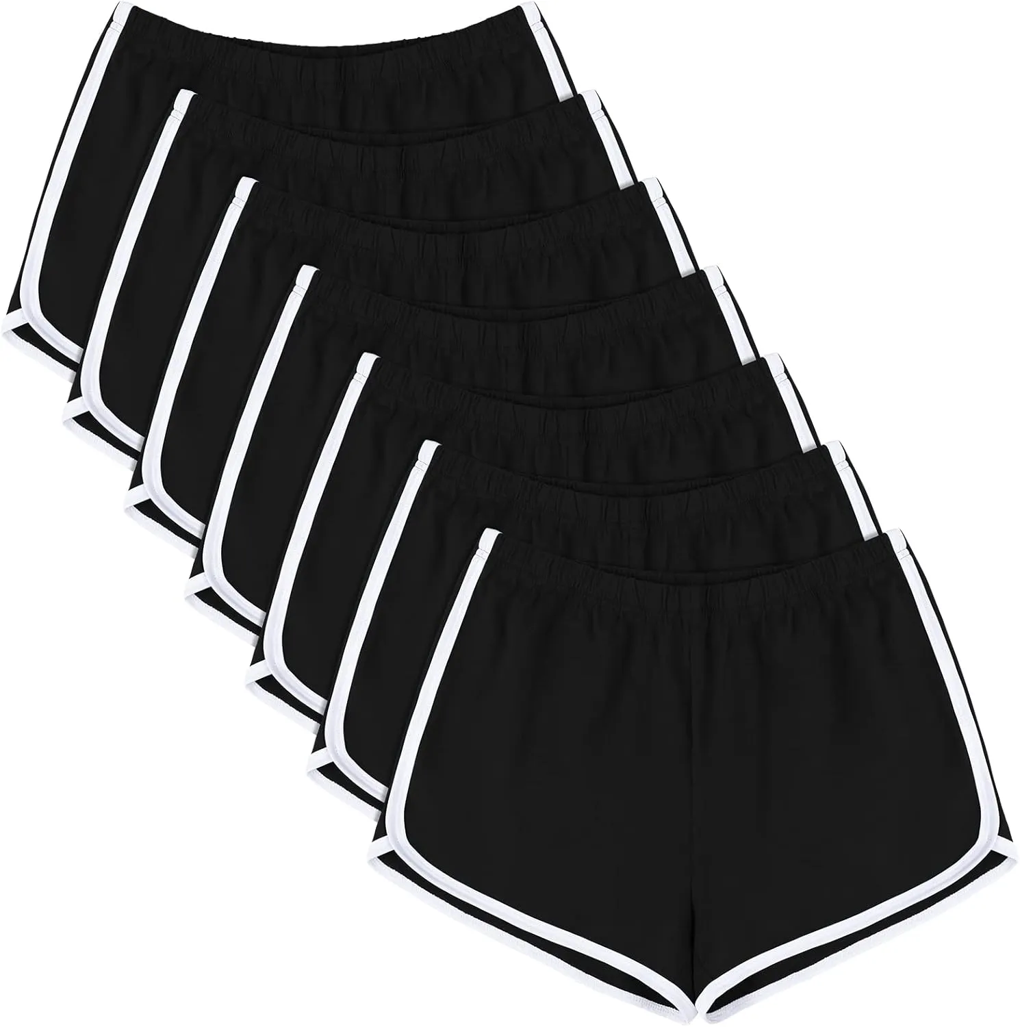 URATOT 7 Pack Womens Cotton Shorts, Dolphin Booty Athletic Gym Sports Shorts for Yoga Lounge Running