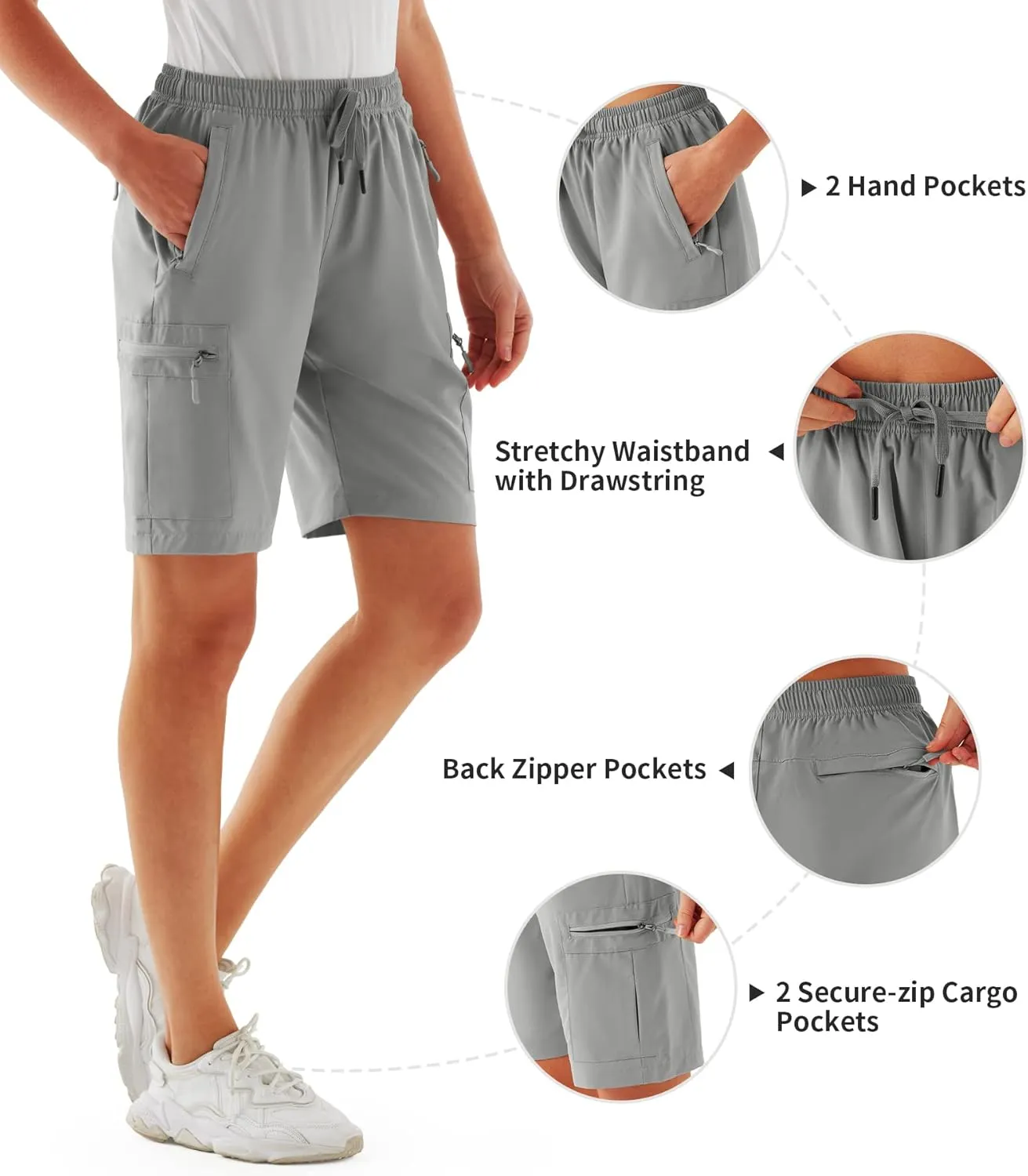 URBEST Women's Hiking Cargo Shorts Quick Dry Lightweight Summer Shorts for Women Outdoor Travel Golf Active