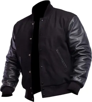 Varsity Blank Baseball College Bomber High School Plain Letterman Jacket Leather Sleeves Wool Coat
