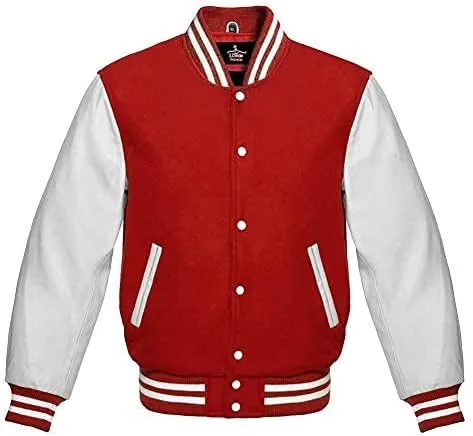 Varsity jacket Baseball Letterman Bomber School Collage Premium Wool and Genuine White Leather Sleeves Jacket