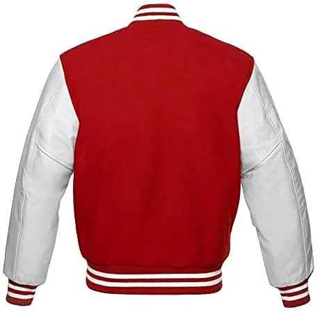 Varsity jacket Baseball Letterman Bomber School Collage Premium Wool and Genuine White Leather Sleeves Jacket