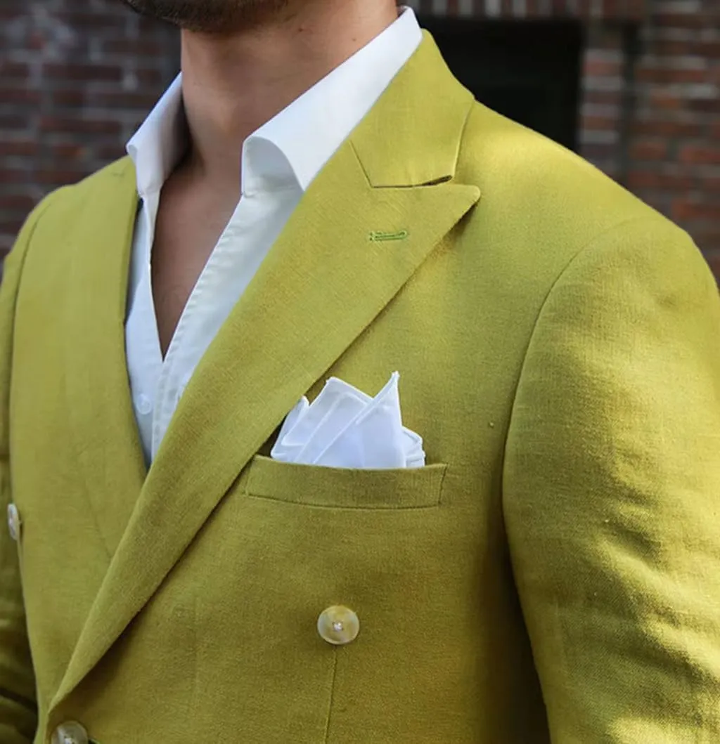 VENNYNG Men's Linen Blazer Summer Jacket Beach Casual Sport Coat Tailored Fit Double Breasted Blazer Six-Buttons