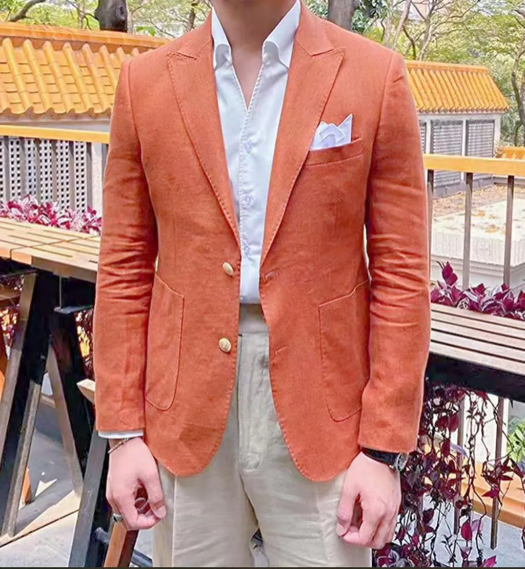 VENNYNG Men's Linen Blazer Summer Jacket Beach Casual Sport Coat Tailored Fit Double Breasted Blazer Six-Buttons