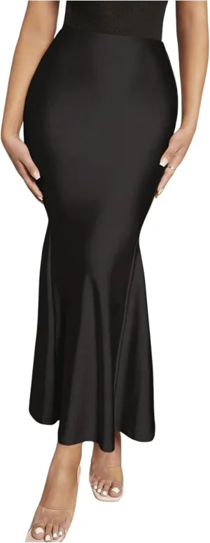 Verdusa Women's High Waist Ruffled Fishtail Bodycon Maxi Long Skirt