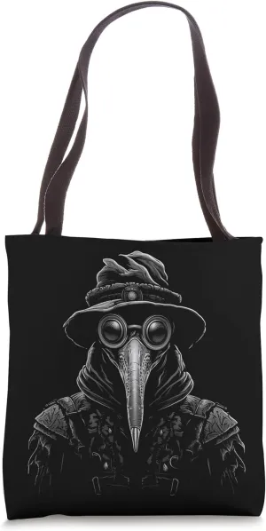 Vintage Plague Doctor Gothic Dark Aesthetic Black and White Tote Bag