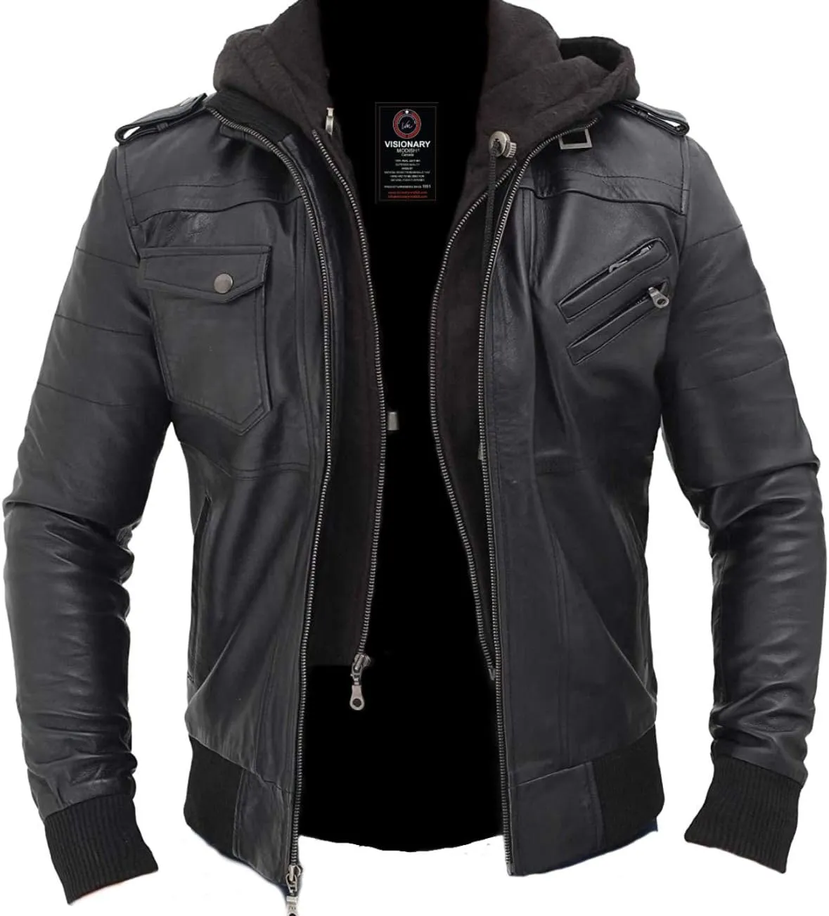 Visionary Modish Men's Fashion Real leather jacket- Genuine Lambskin leather jacket Biker Style-VM19217211