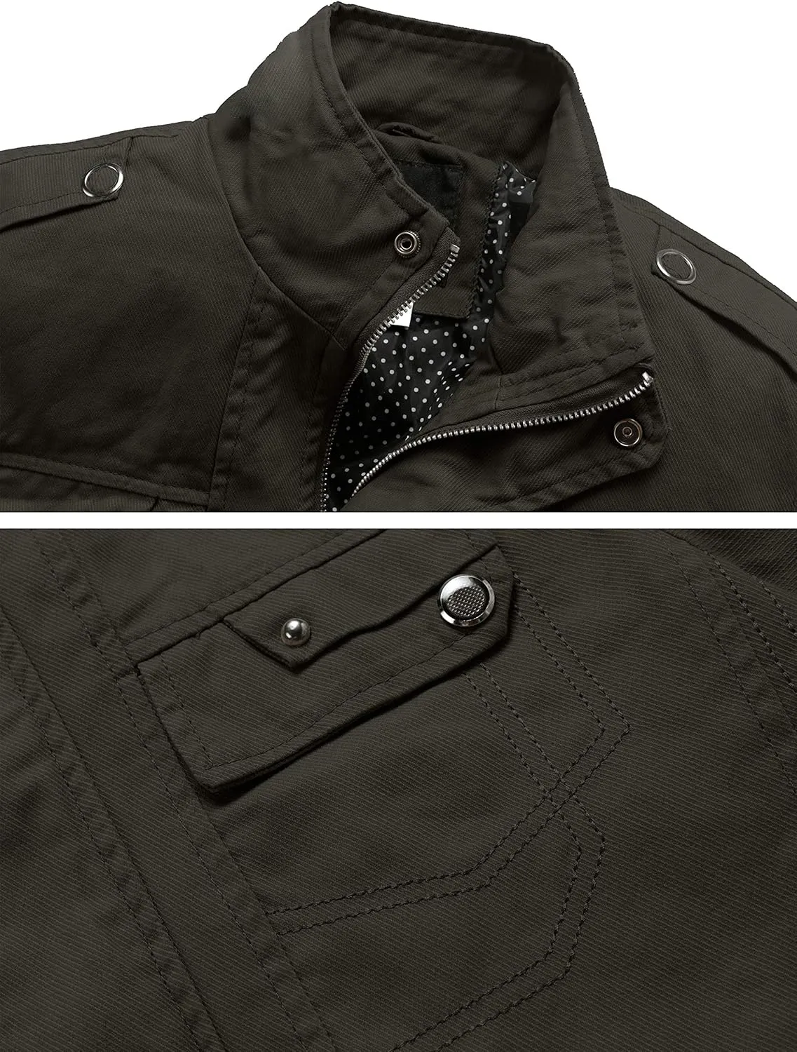 wantdo Men's Cotton Lightweight Jacket Military Jacket Casual Field Coat Windbreaker