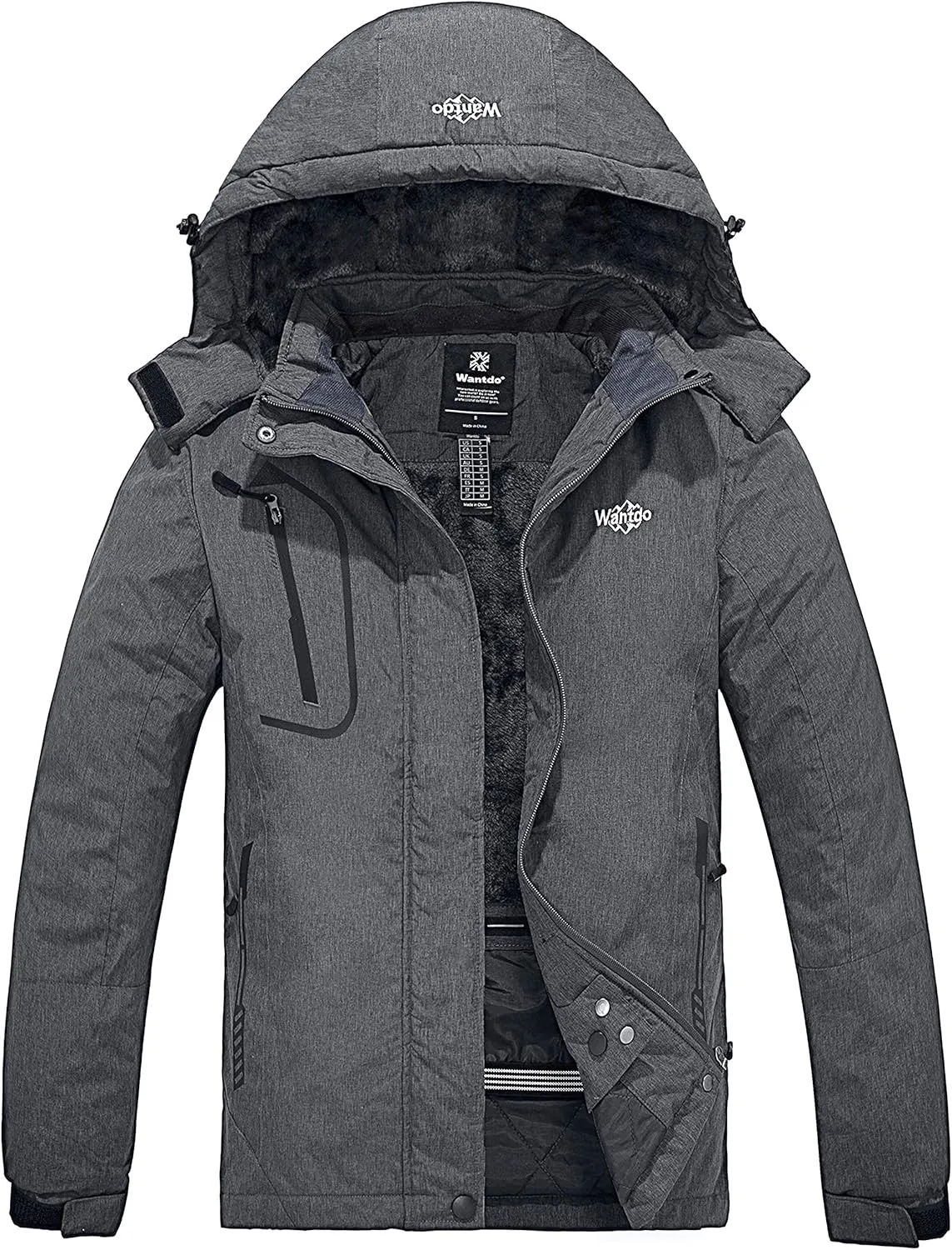 wantdo Women's Mountain Waterproof Ski Jacket Windproof Rain Jacket Winter Warm Hooded Coat
