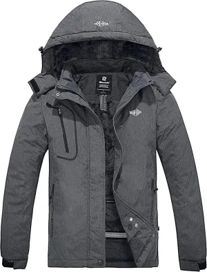 wantdo Women's Mountain Waterproof Ski Jacket Windproof Rain Jacket Winter Warm Hooded Coat