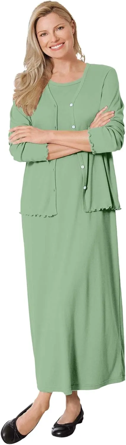 Woman Within Plus Size Lettuce Trim Knit Jacket Dress