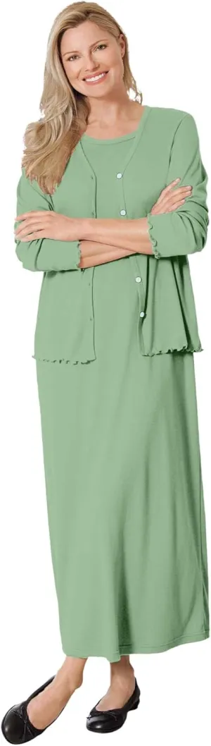 Woman Within Plus Size Lettuce Trim Knit Jacket Dress