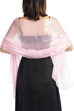 Women Black White Lightweight Silk Evening Wedding Wraps Shawls Capes Formal Dresses Scarf Cover Ups Dressy Tops