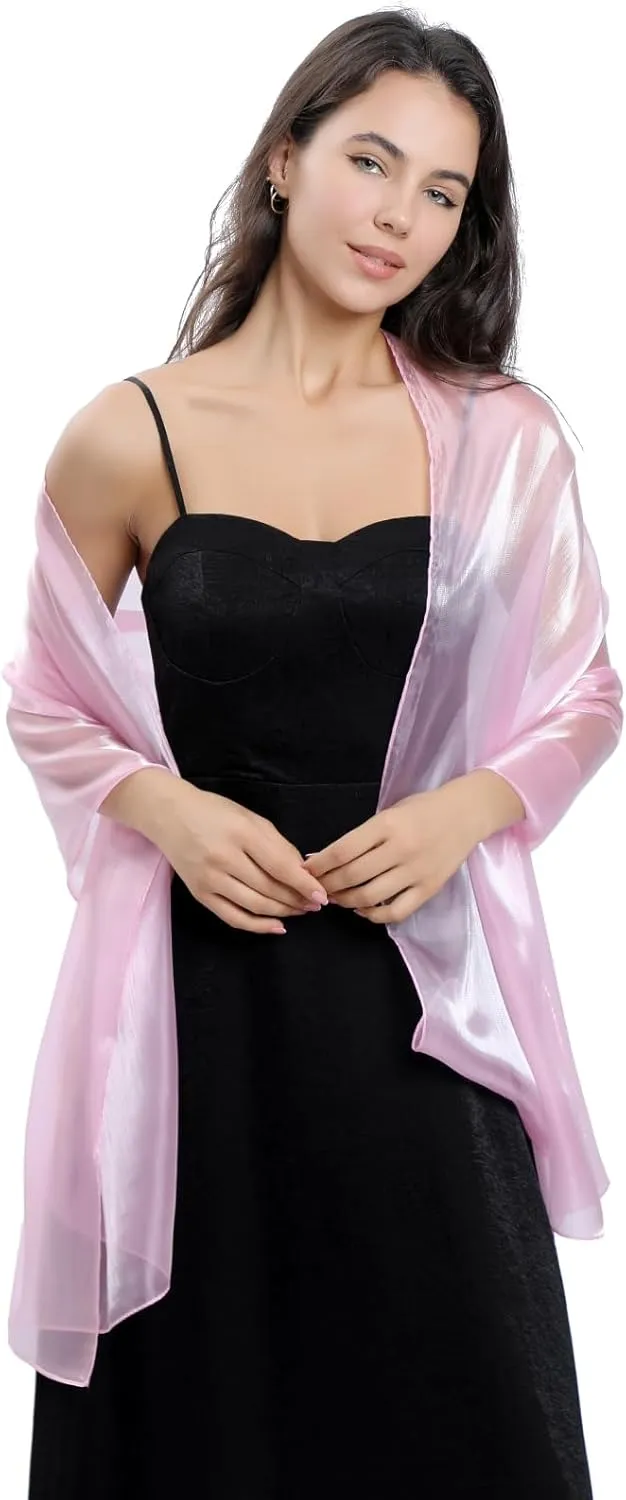 Women Black White Lightweight Silk Evening Wedding Wraps Shawls Capes Formal Dresses Scarf Cover Ups Dressy Tops
