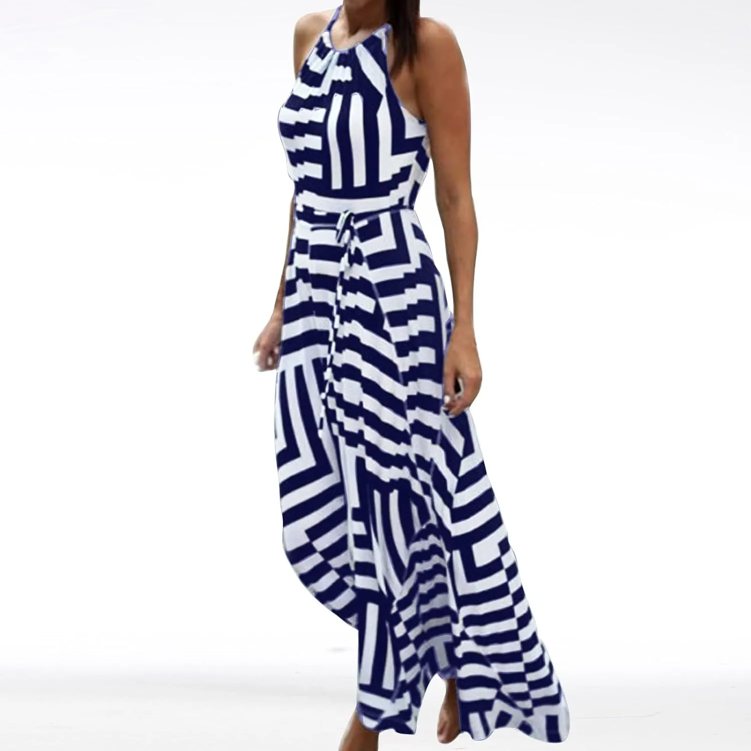 Women Boho Summer Dress 2024 Spaghetti Strap Beach Long Dress Sleeveless Flowy A-Line Maxi Dresses Sundress