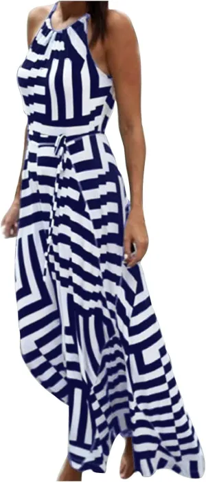 Women Boho Summer Dress 2024 Spaghetti Strap Beach Long Dress Sleeveless Flowy A-Line Maxi Dresses Sundress