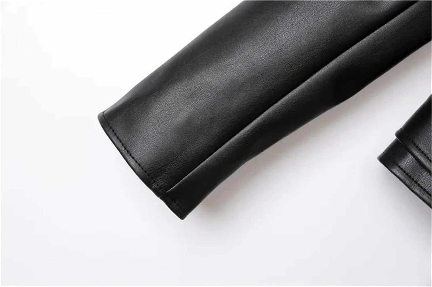 Women Faux Leather Casual Jacket Solid Color Zipper Cropped Coat Bomber Biker Moto Jackets Outwear