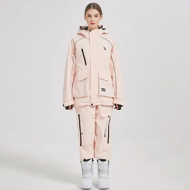 Women Insulated Snowboarding Jacket & Pants Set Hiking Snow Suits