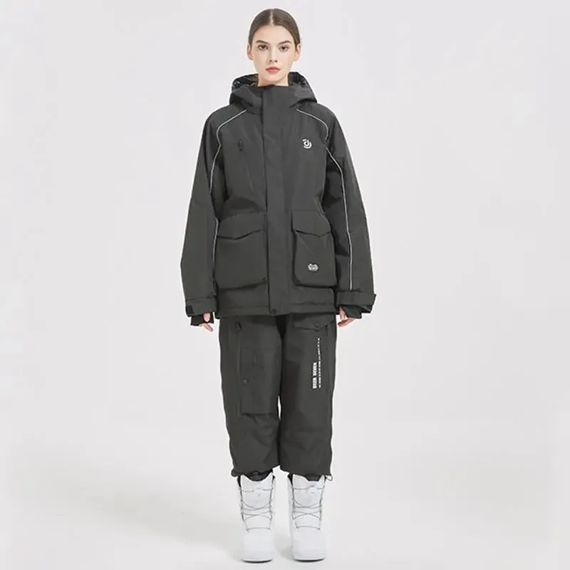 Women Insulated Snowboarding Jacket & Pants Set Hiking Snow Suits