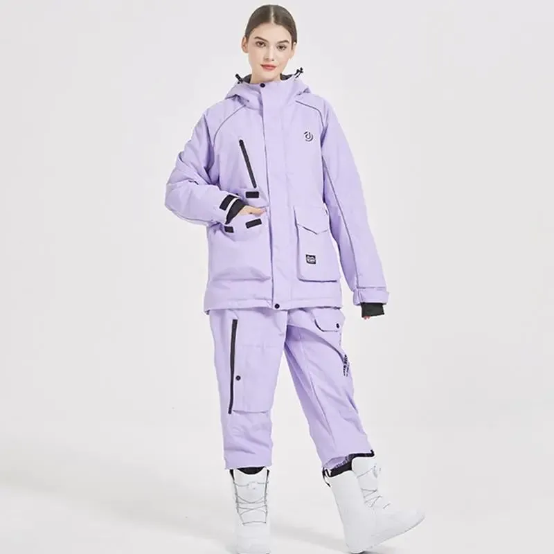 Women Insulated Snowboarding Jacket & Pants Set Hiking Snow Suits