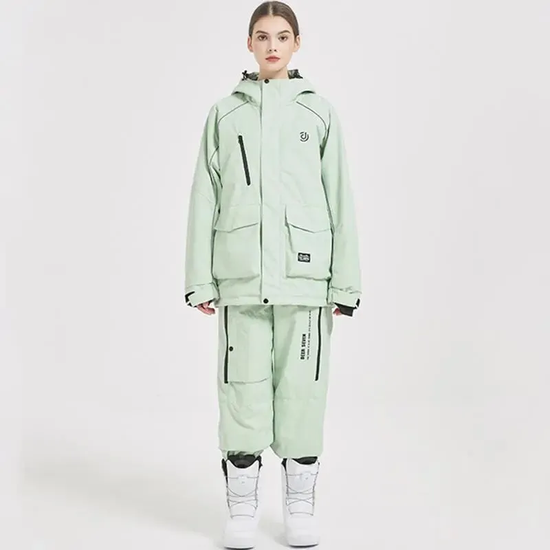 Women Insulated Snowboarding Jacket & Pants Set Hiking Snow Suits