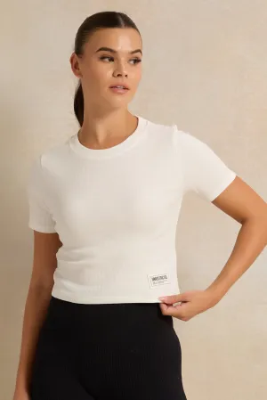Women Ivory Basic Active T-Shirt