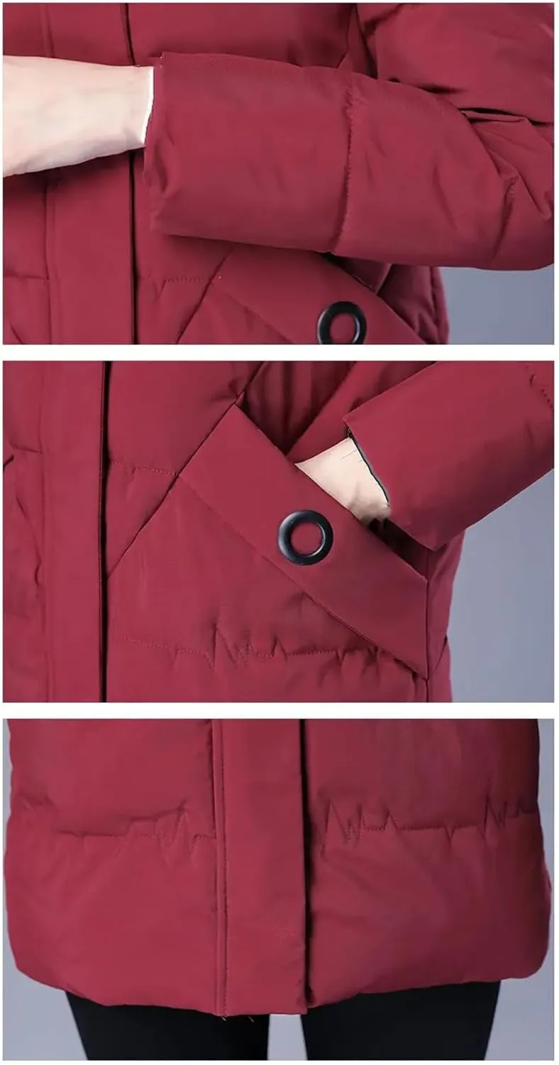 Women Jacket Long Warm Parkas Female Coat Thicken Cotton Padded Jacket Hooded Loose Women's Clothes Tops