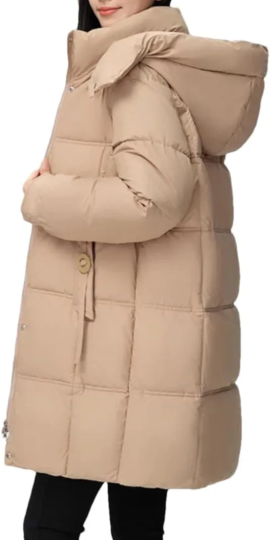 Women Jacket Mid Long Hooded Cotton Padded Jacket Female Parkas Loose Warm Outwear Snow Wear Coats