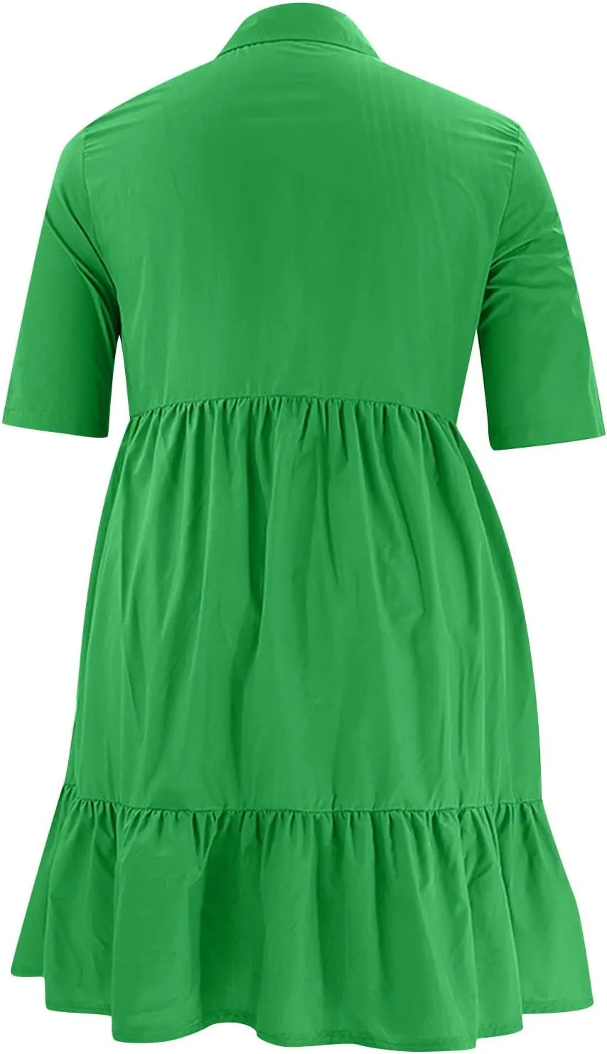 Women Plus Size Summer Dresses Fashion Single Breasted Lapels Short Sleeve Sundress Casual A Line Dresses