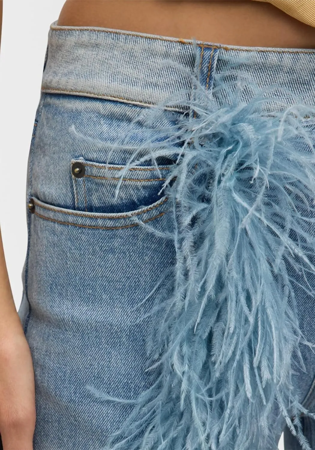 Women Straight Leg Y2k Jeans Faux Fur Plush Trim Loose Baggy High Waisted Denim Pants Hot Girl Streetwear