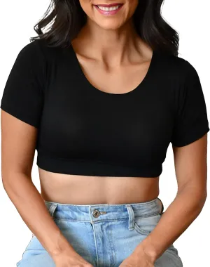 Women Tank Top Boyfriend Tee HALFTEE Half Sleeve Layering Crop Undershirt for Women & Teens XS-3X