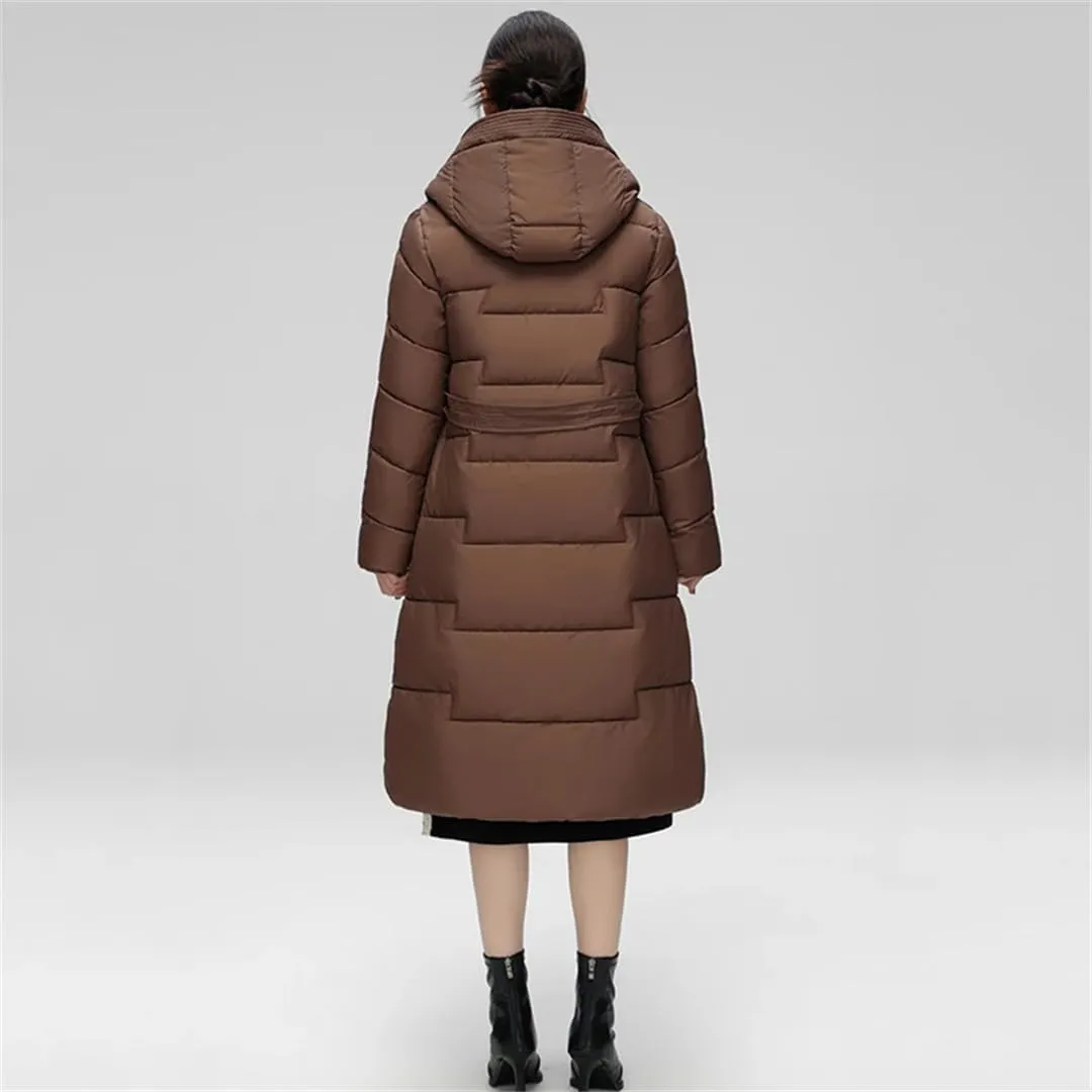 Women Windproof Down Coats Medium Long Styles Cotton Padded Jacket White Duck Down Puffer Hoodies Jackets