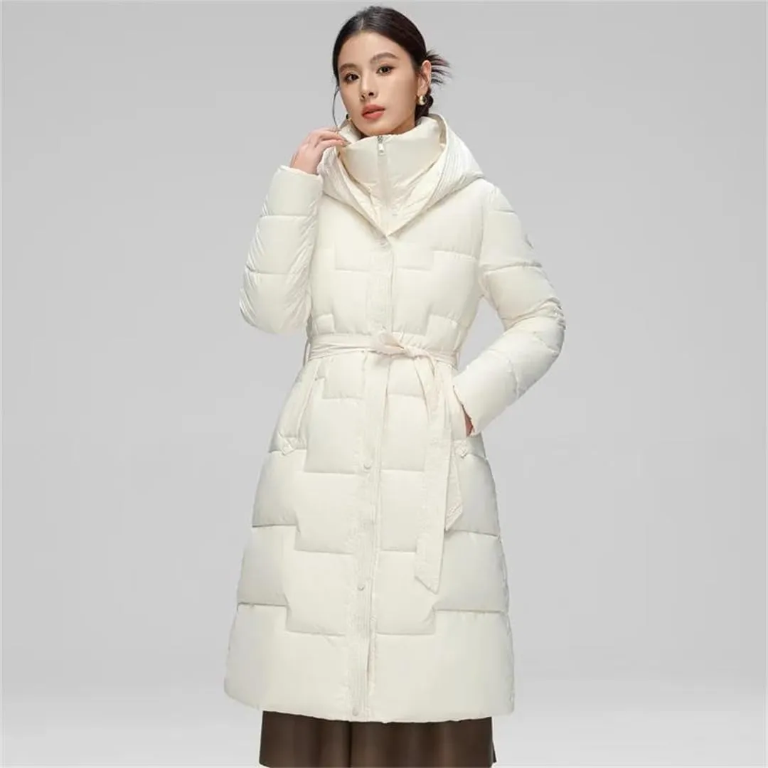 Women Windproof Down Coats Medium Long Styles Cotton Padded Jacket White Duck Down Puffer Hoodies Jackets