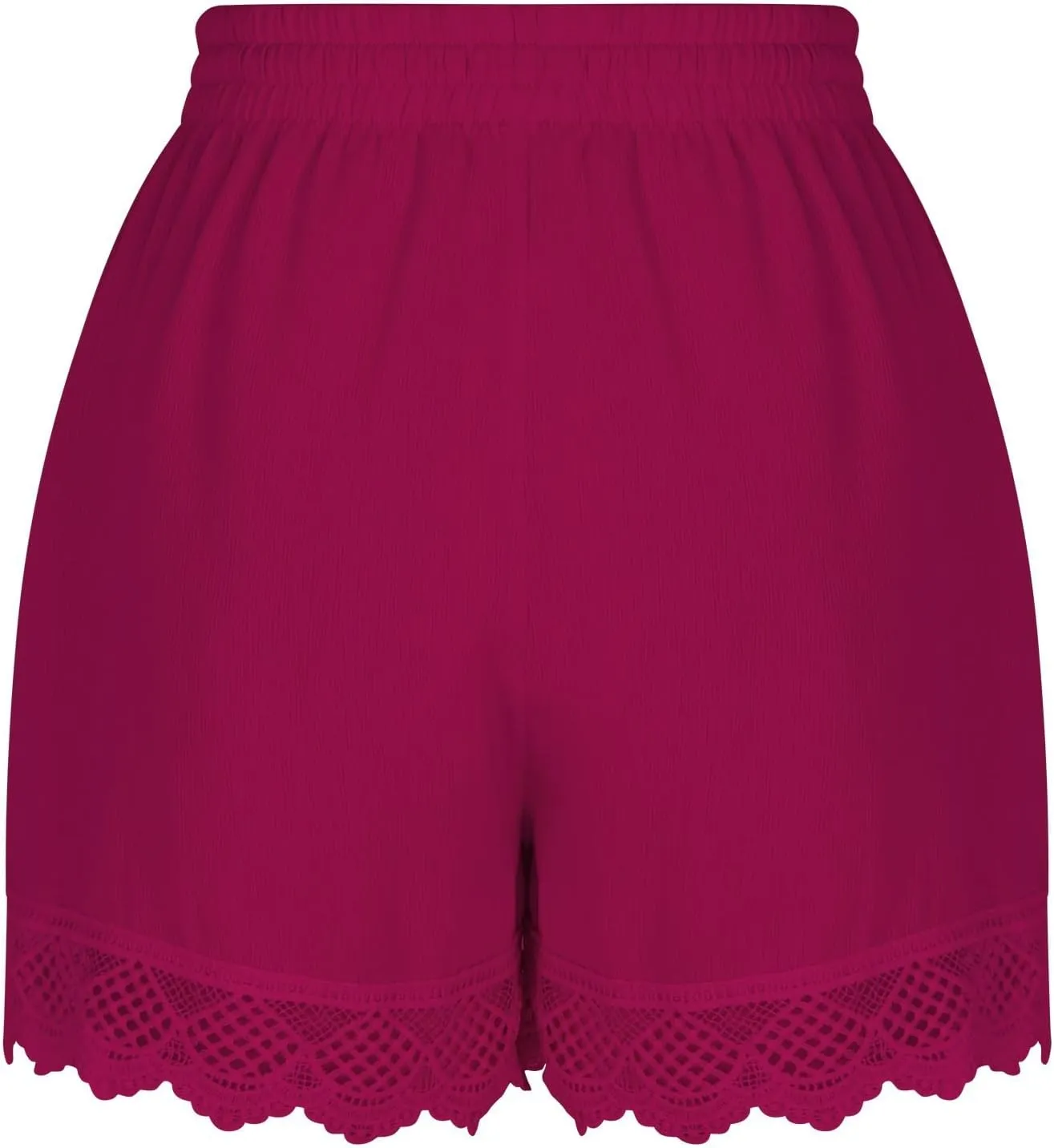 Women's Casual Shorts with Pockets Lace Trim Front Pleated Drawstring Stylish Comfortable Loose Fitting Summer Pants
