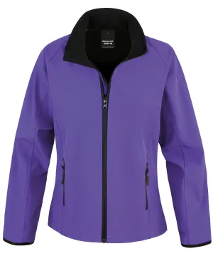 Womens Core printable softshell jacket | Purple/Black