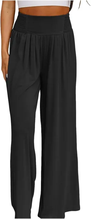 Women's Cotton Linen Summer Cropped Pant Trousers Elastic Waist Stretchy Straight Plus Size Pant Trousers Trendy