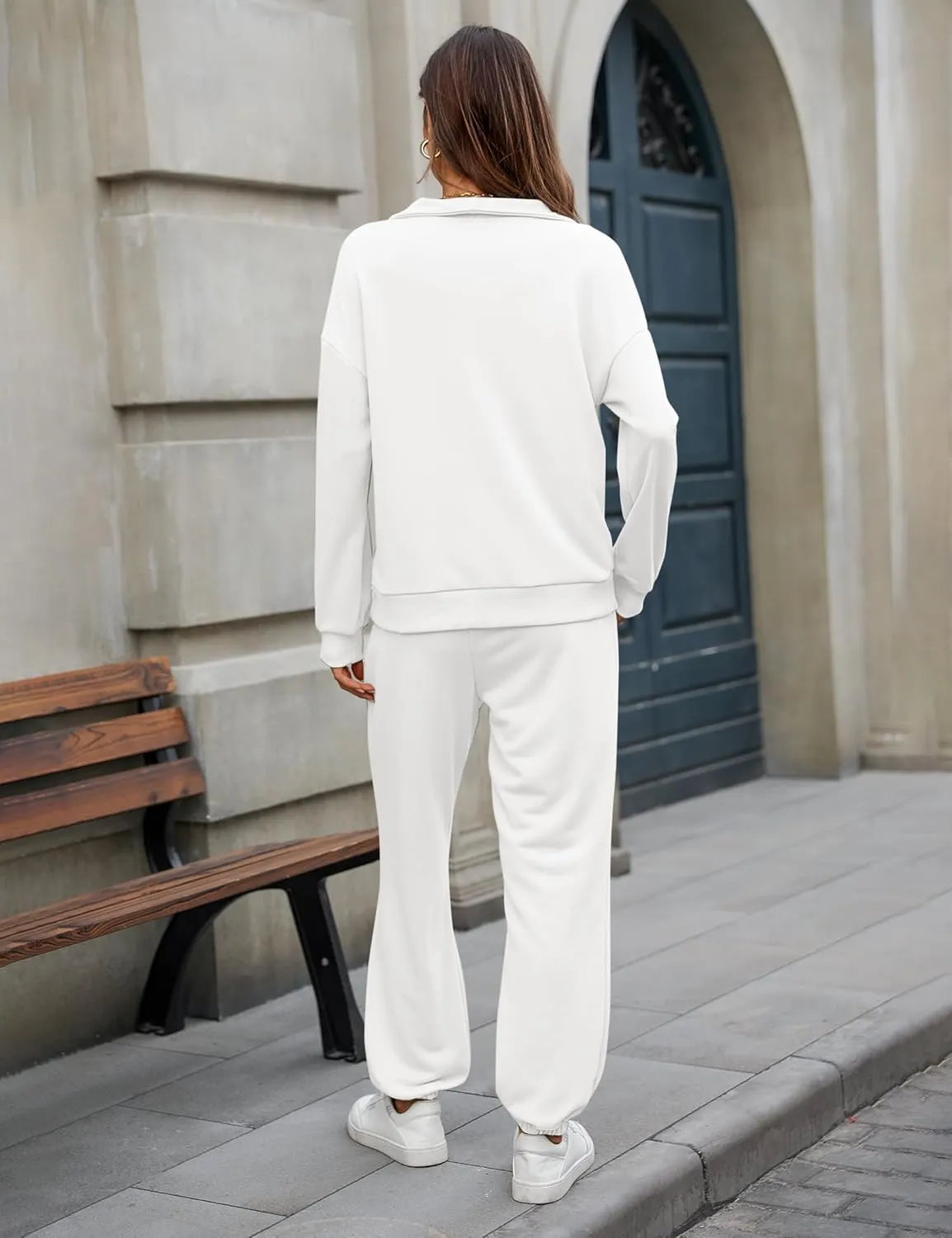 Women's Cozy 2 Piece Outfits Lounge Sets Long Sleeve Half Zip Sweatshirt Tops Jogger Sweatpants Sweats Track Suits Set