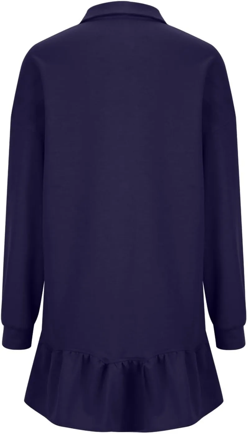 Womens Fall Midi Dresses 2024 Oversized Sweatshirts Long Sleeve Crewneck Pleated Pullover Mini Dress Fall Outfits