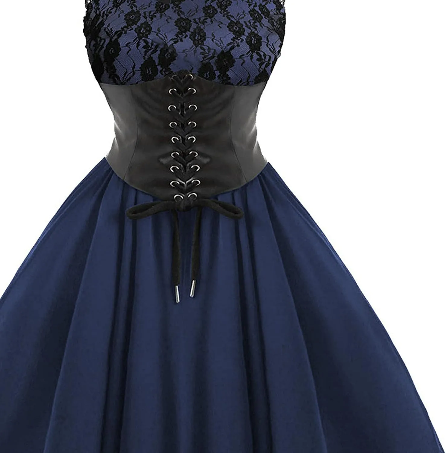 Women's Gothic Dress Square Neck Sleeveless Ruffle Steampunk Costume Victorian Outfit Halloween Masquerade Dresses