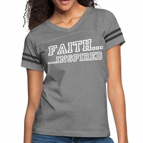 Womens Graphic Vintage Tee, Faith Inspired Sport T-shirt