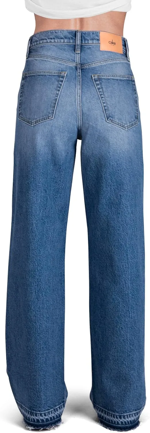 Women's High Rise Loose Straight Jeans Wide Legs Pants