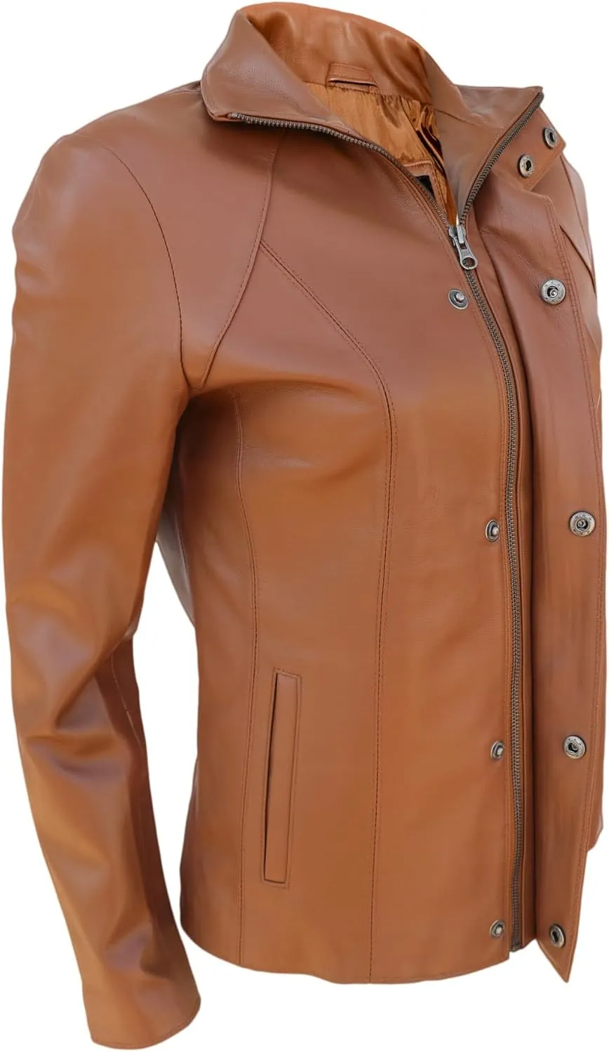 Womens Leather Jacket - Lambskin Leather Jacket Women - Casual Fashion Zip Up Stylish Jackets For Women