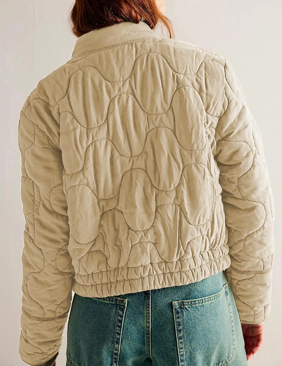 Women's Lightweight Zip Up Outerwear Coat Quilted Jacket Warm Down Puffer Jacket With Pockets