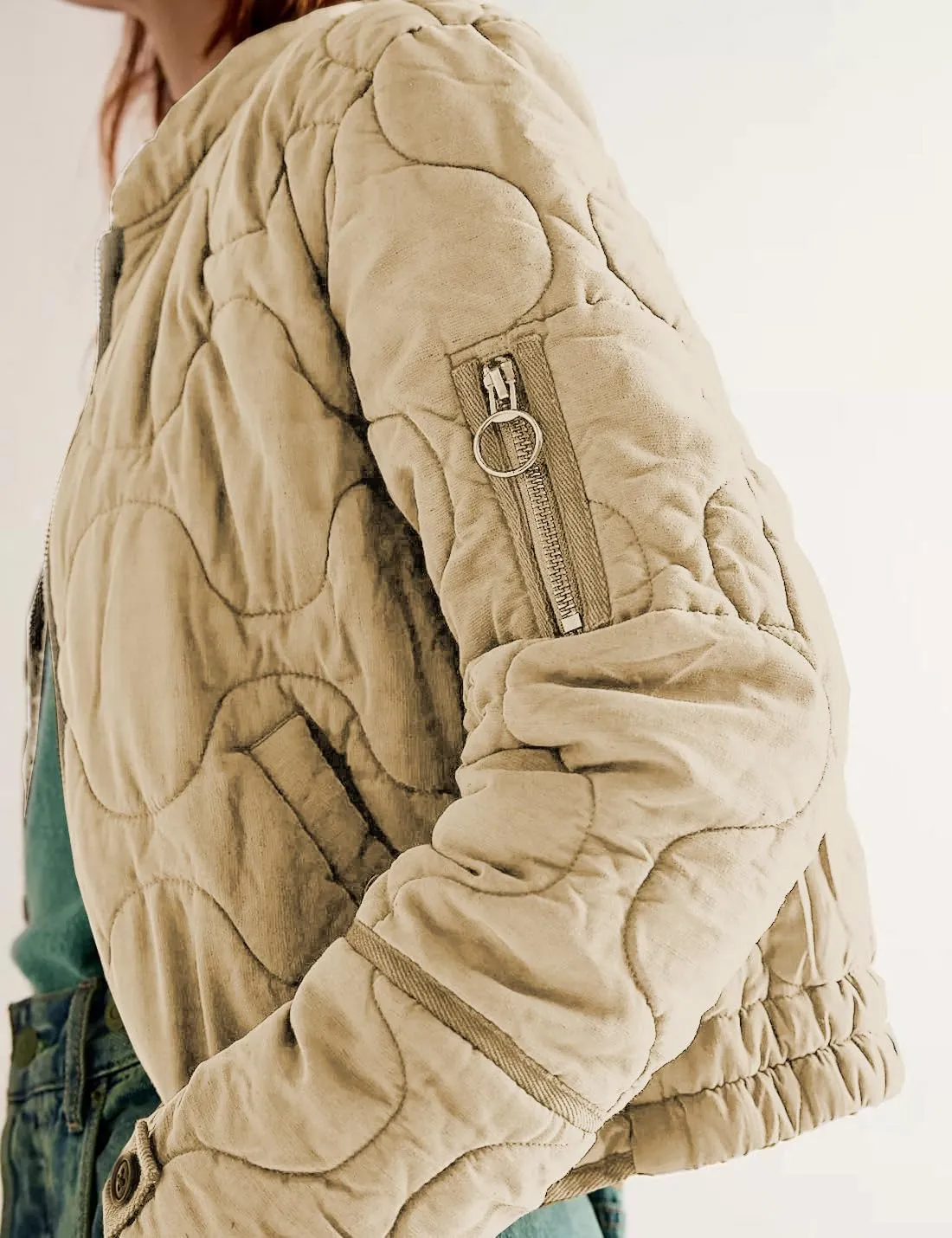 Women's Lightweight Zip Up Outerwear Coat Quilted Jacket Warm Down Puffer Jacket With Pockets