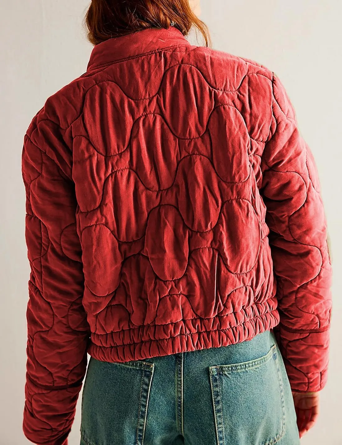 Women's Lightweight Zip Up Outerwear Coat Quilted Jacket Warm Down Puffer Jacket With Pockets